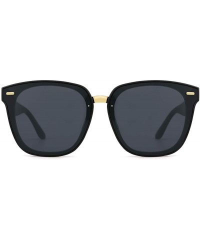 Classic Square Sunglasses for Women Tinted Lenses UV400 Fashion - Black - CN18RR233AD $7.98 Round