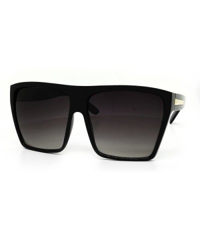 Premium Oversized XXL Vintage Square Flat Top Sunglasses - Gold/Black - CM185TWKT5Y $13.13 Sport