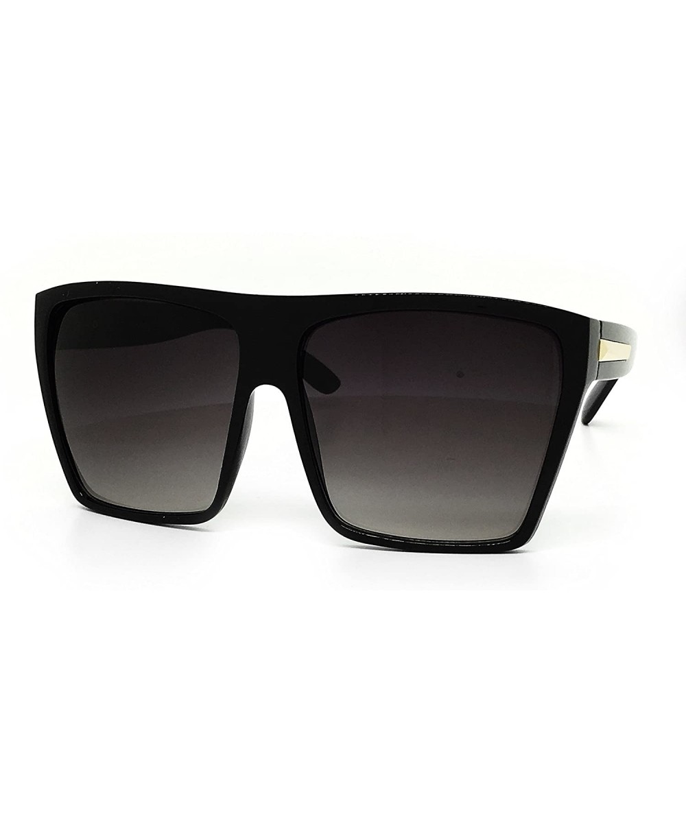 Premium Oversized XXL Vintage Square Flat Top Sunglasses - Gold/Black - CM185TWKT5Y $13.13 Sport