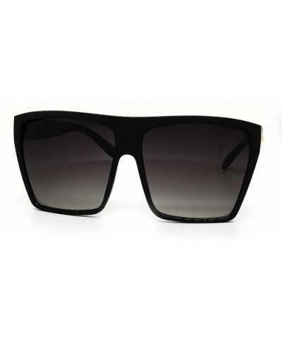 Premium Oversized XXL Vintage Square Flat Top Sunglasses - Gold/Black - CM185TWKT5Y $13.13 Sport