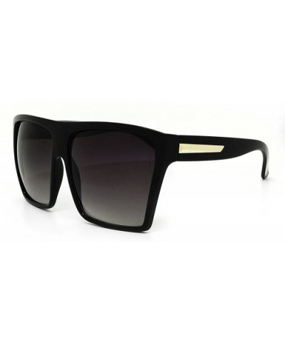 Premium Oversized XXL Vintage Square Flat Top Sunglasses - Gold/Black - CM185TWKT5Y $13.13 Sport