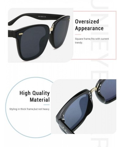 Classic Square Sunglasses for Women Tinted Lenses UV400 Fashion - Black - CN18RR233AD $7.98 Round