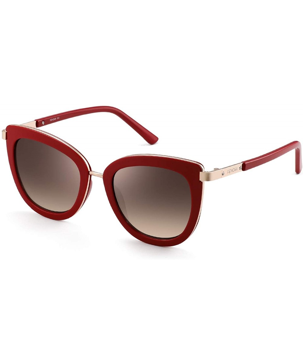 Fashion Cateye Sunglasses for Women Composite Lens for Driving Brand Sun Glasses 6089 - Red - CY18TTS37S3 $11.52 Square