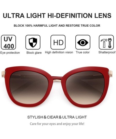 Fashion Cateye Sunglasses for Women Composite Lens for Driving Brand Sun Glasses 6089 - Red - CY18TTS37S3 $11.52 Square