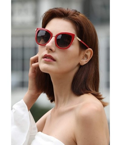 Fashion Cateye Sunglasses for Women Composite Lens for Driving Brand Sun Glasses 6089 - Red - CY18TTS37S3 $11.52 Square