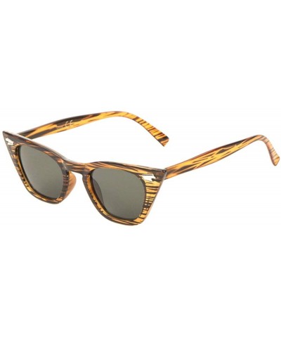 3-D Side Stud Square Lens Sharp Cat Eye Sunglasses - Brown Demi - C6198L2WQ9C $11.09 Cat Eye