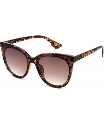Fashion Cat Eye Sunglasses for Women Oversized Style MS51802 - Tortoise Frame/Gradient Brown Lens - CZ18EOYC6AO $8.68 Oval
