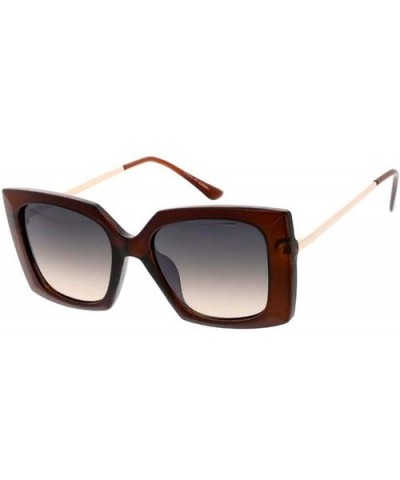 Butterfly Thick Square Frame 80s Retro Fashion Sunglasses - Brown - CT18USA96IM $7.43 Square