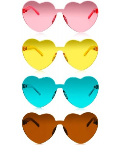 Rimless Sunglasses Transparent Frameless - Light Pink- Lake Blue- Light Brown- Yellow - CA18R80XWRO $10.84 Rimless