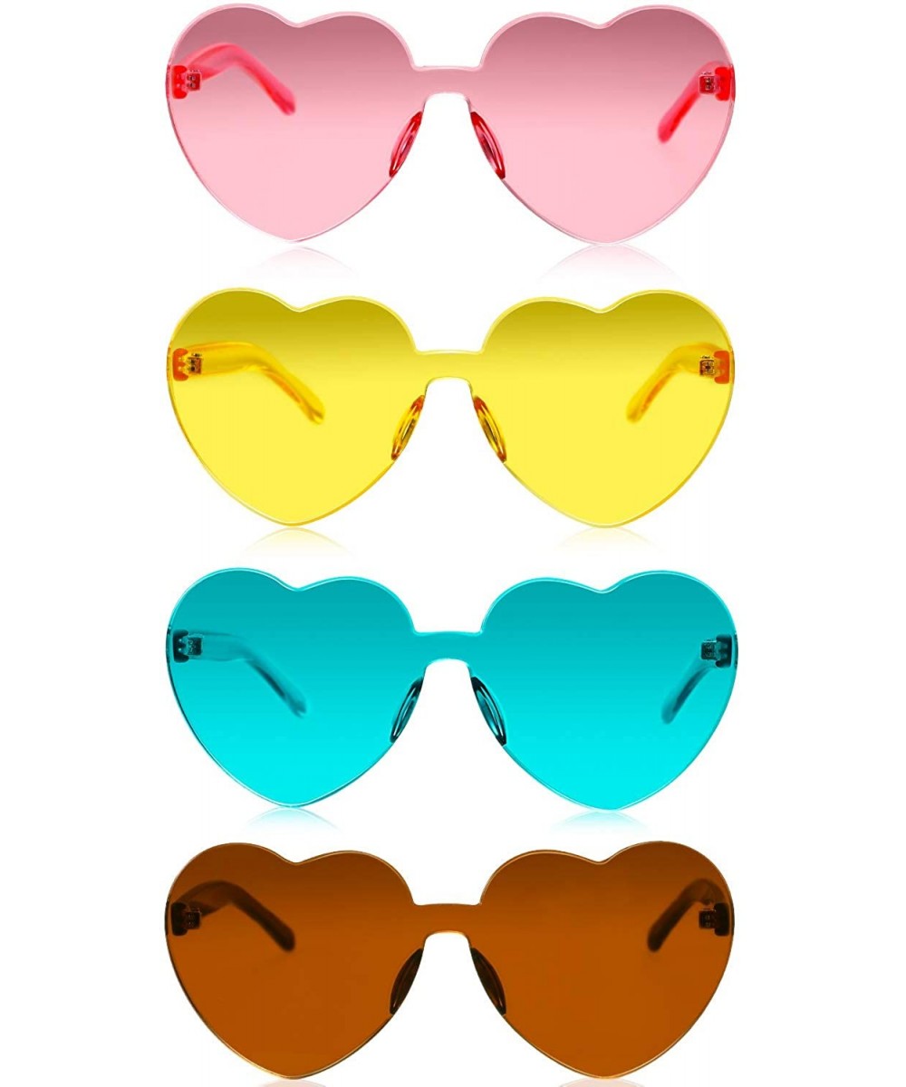 Rimless Sunglasses Transparent Frameless - Light Pink- Lake Blue- Light Brown- Yellow - CA18R80XWRO $10.84 Rimless