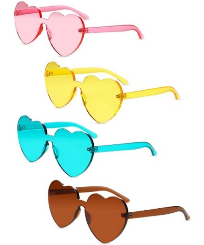 Rimless Sunglasses Transparent Frameless - Light Pink- Lake Blue- Light Brown- Yellow - CA18R80XWRO $10.84 Rimless