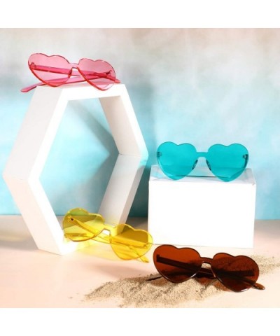 Rimless Sunglasses Transparent Frameless - Light Pink- Lake Blue- Light Brown- Yellow - CA18R80XWRO $10.84 Rimless