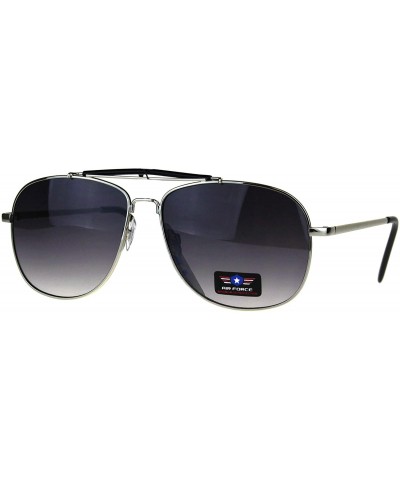 Air Force Sunglasses Vintage Square Aviator Metal Frame UV 400 - Silver (Smoke) - CQ188U4544I $7.10 Square