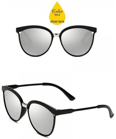 Candies Brand Designer Cat Eye Sunglasses Women Luxury Plastic Sun Blue Lens - Silver Lens - C318YLZI6QT $6.12 Oversized