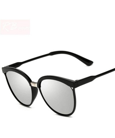 Candies Brand Designer Cat Eye Sunglasses Women Luxury Plastic Sun Blue Lens - Silver Lens - C318YLZI6QT $6.12 Oversized