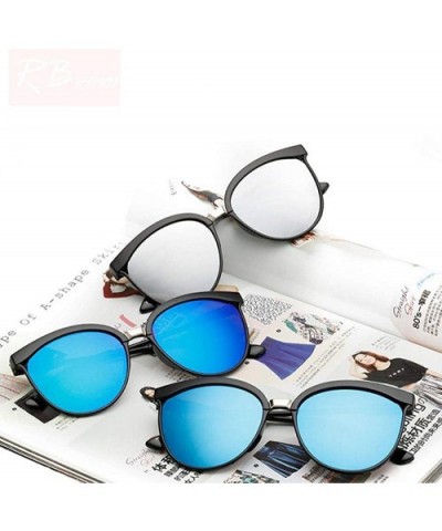 Candies Brand Designer Cat Eye Sunglasses Women Luxury Plastic Sun Blue Lens - Silver Lens - C318YLZI6QT $6.12 Oversized