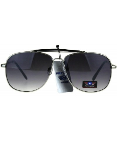 Air Force Sunglasses Vintage Square Aviator Metal Frame UV 400 - Silver (Smoke) - CQ188U4544I $7.10 Square