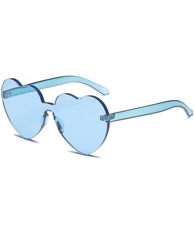 Heart Shaped Rimless Sunglasses Candy Steampunk Lens for women girl - Blue - C8189AYT9EL $5.09 Shield