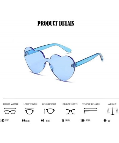 Heart Shaped Rimless Sunglasses Candy Steampunk Lens for women girl - Blue - C8189AYT9EL $5.09 Shield