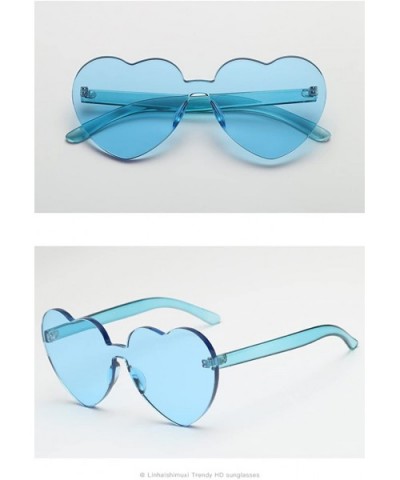 Heart Shaped Rimless Sunglasses Candy Steampunk Lens for women girl - Blue - C8189AYT9EL $5.09 Shield