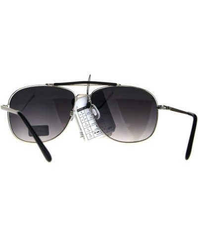 Air Force Sunglasses Vintage Square Aviator Metal Frame UV 400 - Silver (Smoke) - CQ188U4544I $7.10 Square