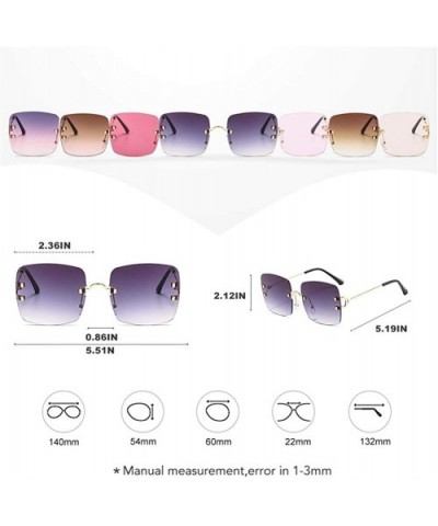 Oversized Women Sunglasses Square Rimless Colorful Lens Metal Sun Glasses Brand Designer - C0199QDMW2Q $6.91 Rimless