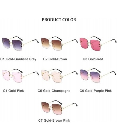 Oversized Women Sunglasses Square Rimless Colorful Lens Metal Sun Glasses Brand Designer - C0199QDMW2Q $6.91 Rimless