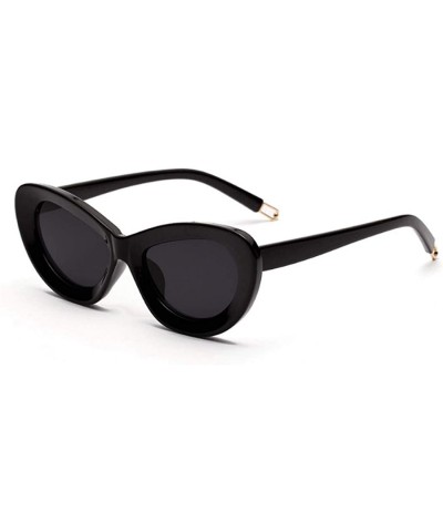 Retro Cat Eye Sunglasses Women Candy Colors Resin lens Glasses UV400 - Black - CX18NLXOOX3 $8.61 Rectangular