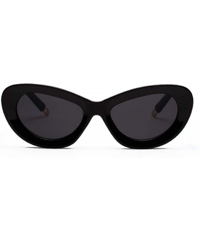 Retro Cat Eye Sunglasses Women Candy Colors Resin lens Glasses UV400 - Black - CX18NLXOOX3 $8.61 Rectangular