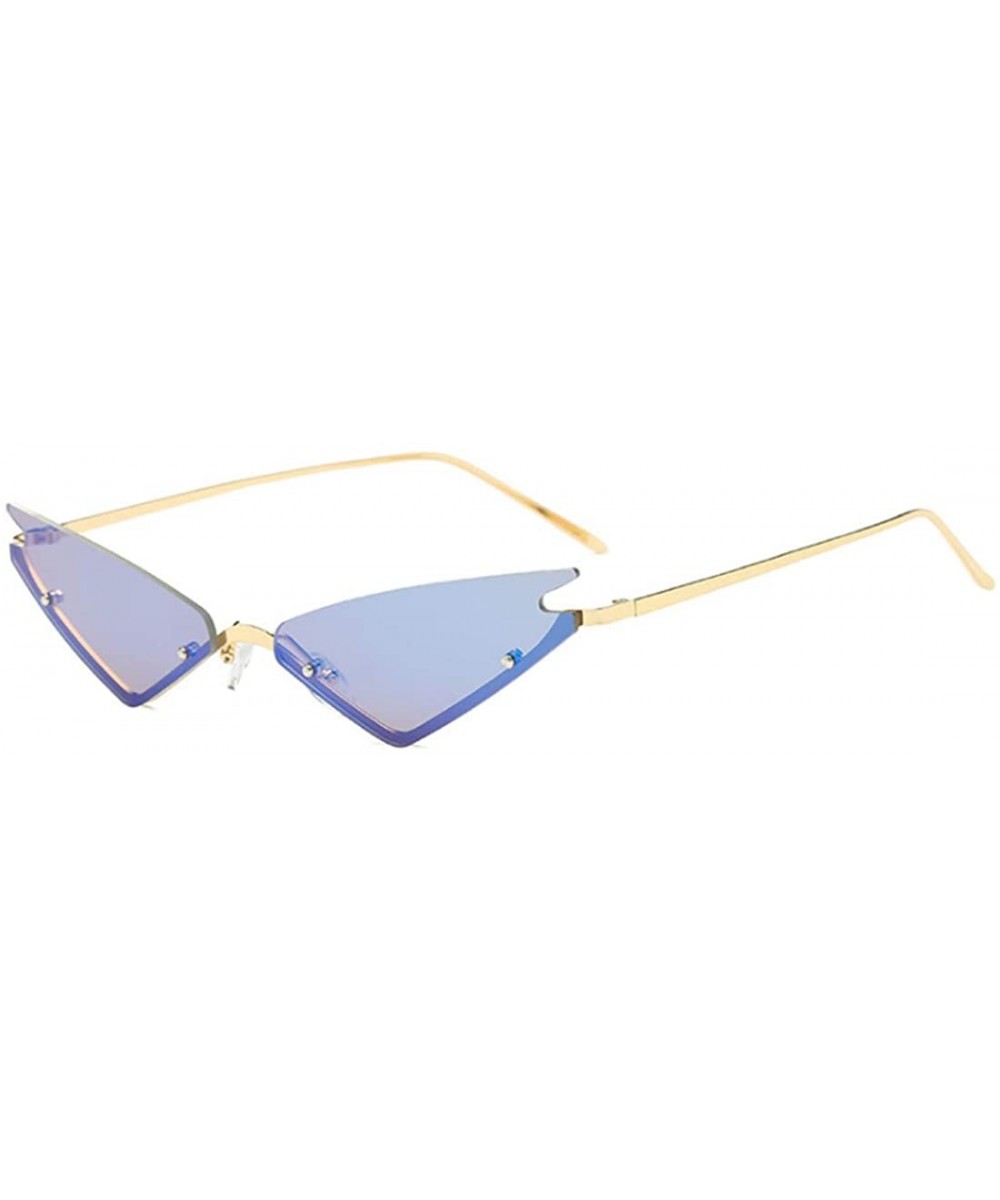Unisex Fashion Cat Eye Metal Frame Candy Color Small Sunglasses UV400 - Blue - CR18NDI9TKE $5.78 Cat Eye
