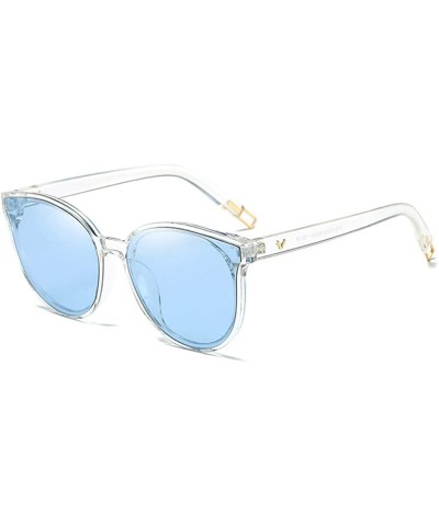 Fashion Women Colour Luxury Flat Top Cat Eye Sunglasses - 1700 Blue Clear - CH18HQ2D4M9 $10.33 Goggle