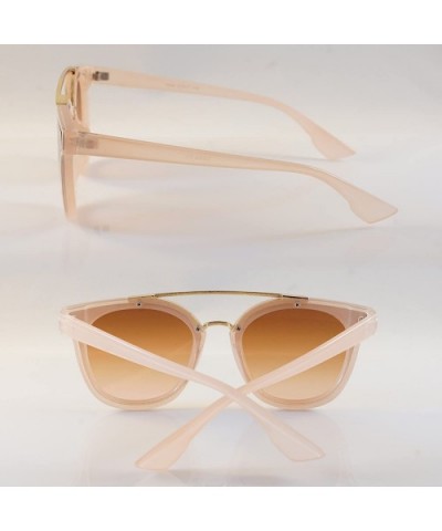 Horn Rimmed Gradient Mirror Lens Cat-Eye Aviator Couple Sunglasses A198 - Pink/ Brown Gr - CK18EM4ZIXQ $10.62 Oversized