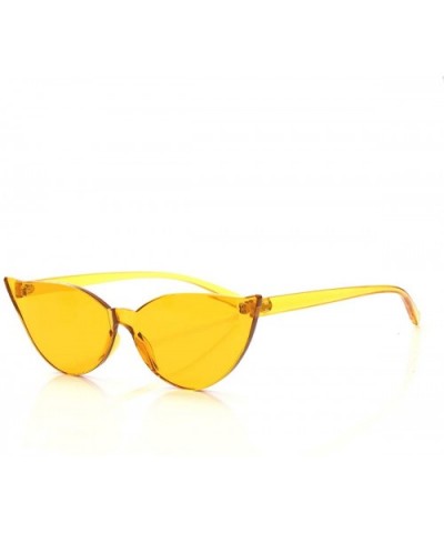 Cat Eye Rimless Sunglasses Oversized One Piece Colored Transparent Eyewear Retro Eyeglasses for Women Men - C818HYIENCG $4.38...