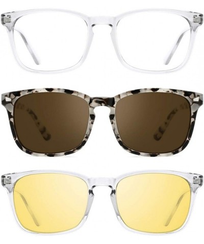 3 Pack Blue Light Glasses Night Vision Polarized Sunglasses for Women Men - Transparent&arble&transparent - C7195TDI2YC $16.6...