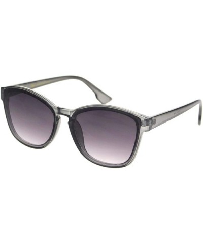 Womens Boyfriend Keyhole Rectangle Horn Plastic Sunglasses - Slate Gradient Black - CG18NRYGXTC $7.45 Rectangular