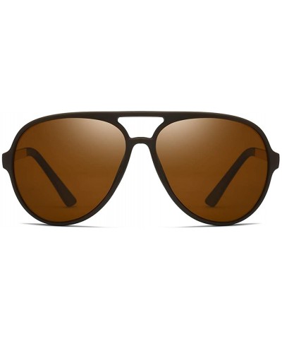 Men Sunglasses Retro Black Grey Drive Holiday Oval Polarized UV400 - Gold Brown - CA18R5UTCOT $6.57 Oval