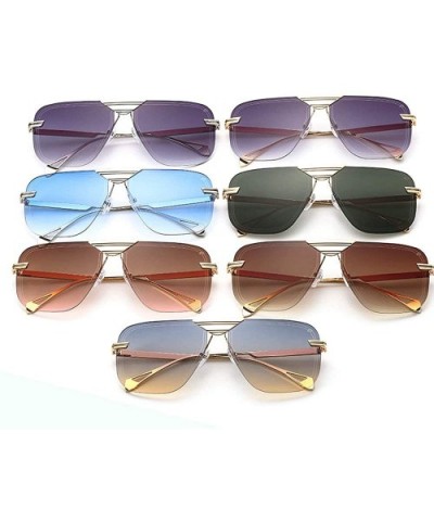 Vintage Square Metal Frame Sunglasses Men Women Fashion Luxury Rimless Sunglasses Shades Glasses UV400 - C41939R7U97 $12.08 S...