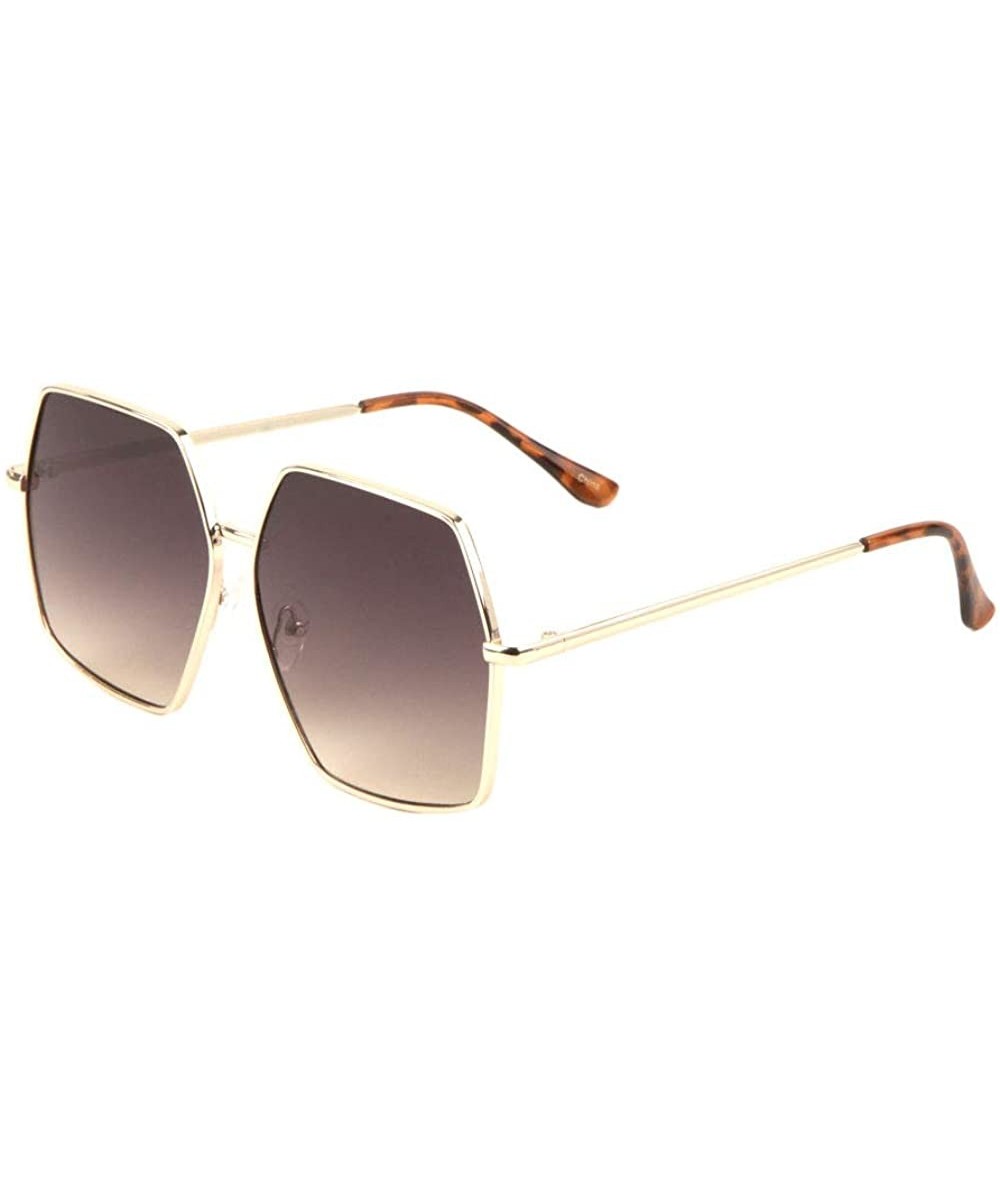 Demi Ears Geometric Polygon Thin Metal Frame Oceanic Color Sunglasses - Brown - CY197S6LS94 $10.26 Butterfly