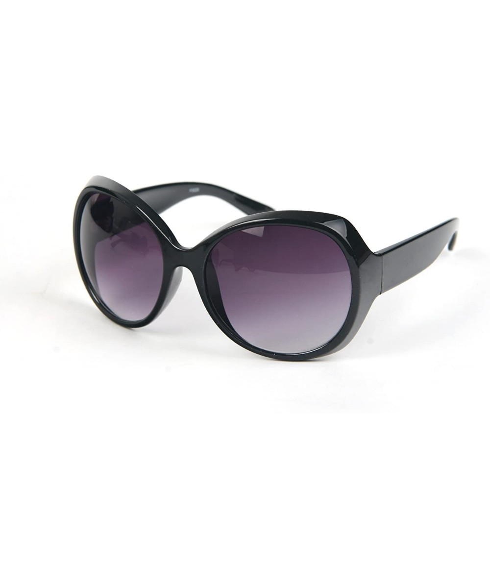 Retro Vintage Cat Eye Thick Oversized Frame Round Sunglasses P3020 - Black-gradient Smoke Lens - CE11BRZSA41 $6.95 Round