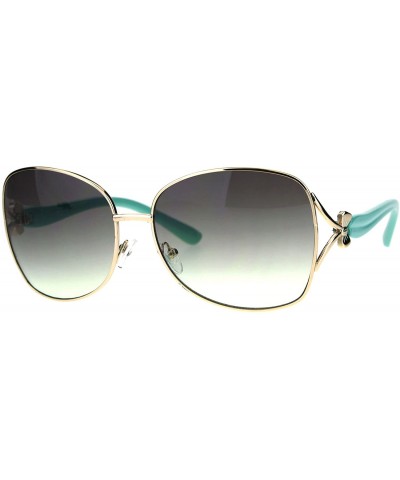 Womens Sunglasses Ribbon Bow Decor Square Frame Shades UV 400 - Mint - CU185XQIR95 $6.96 Square