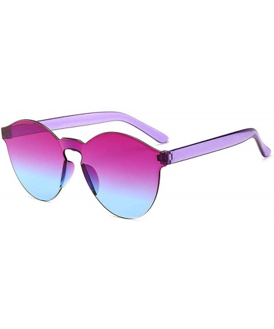 Unisex Fashion Candy Colors Round Outdoor Sunglasses Sunglasses - Purple Blue - CA199OQ00XH $5.37 Round
