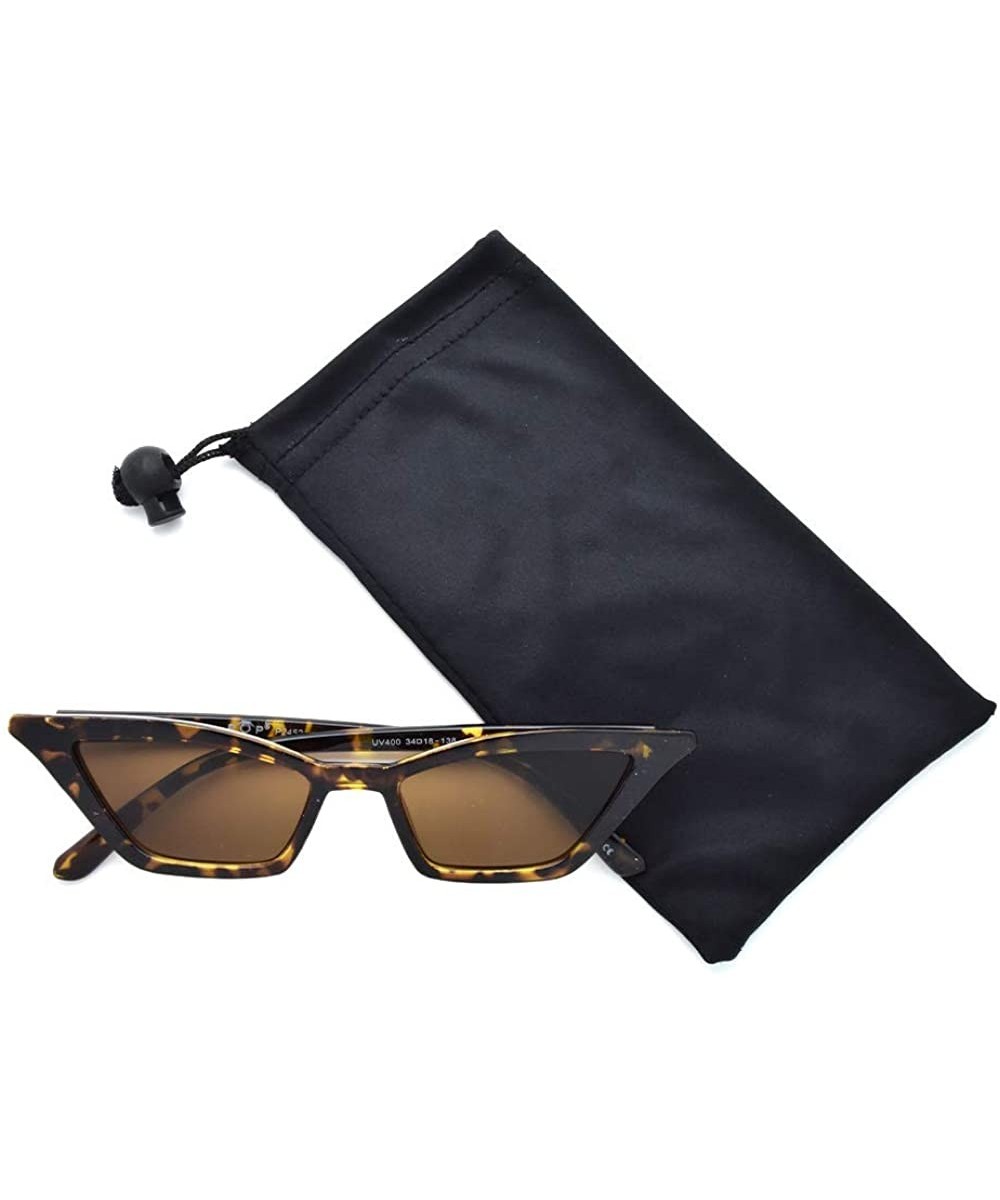 TRANSPARENT 90S CAT EYE COLOR TINT SUNGLASSES P2452 - Tortoise Brown - C918S7TAXGY $6.43 Cat Eye