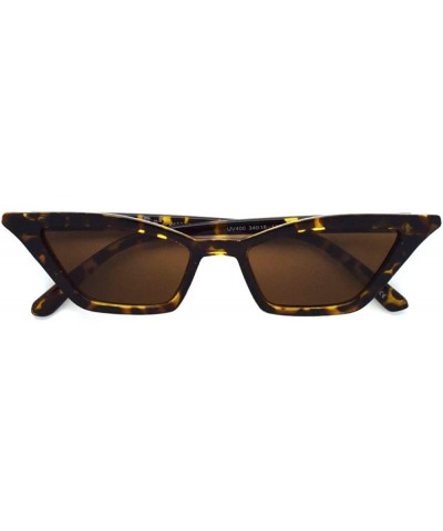 TRANSPARENT 90S CAT EYE COLOR TINT SUNGLASSES P2452 - Tortoise Brown - C918S7TAXGY $6.43 Cat Eye