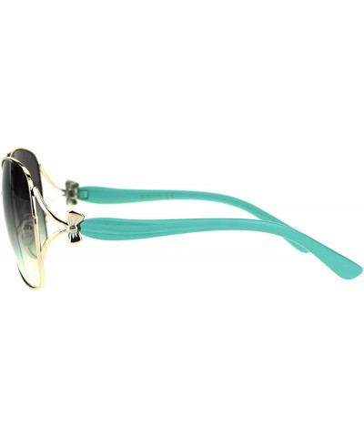 Womens Sunglasses Ribbon Bow Decor Square Frame Shades UV 400 - Mint - CU185XQIR95 $6.96 Square