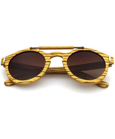 Women and Men's Vintage Round Wooden Polarized Sunglasses (Color Brown Gradient) - Brown Gradient - C51997MCXDH $35.96 Round