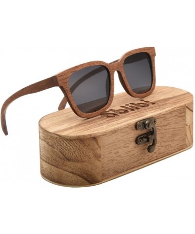 Mens Wood Sunglasses Polarized Shades for Women in Wood Box (Wulnat) - CZ182HRCDXS $25.73 Wayfarer