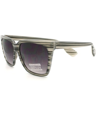 Oversize Square Sunglasses Womens High Fashion Horn Rim Frame - Gray Stripe - CJ11CDEXTA5 $5.30 Square