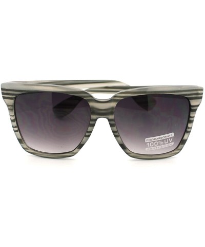 Oversize Square Sunglasses Womens High Fashion Horn Rim Frame - Gray Stripe - CJ11CDEXTA5 $5.30 Square