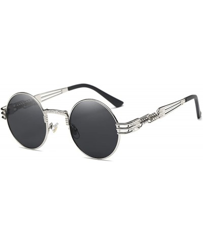 Gothic Steampunk Sunglasses Men Women Metal WrapEyeglasses Round Shades Brand Designer Sun glasses Mirror UV400 - C3189TT7HQI...