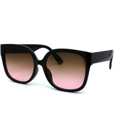 Womens Mod 90s Rounded Horn Rim Oversize Sunglasses - Black Brown Pink - CA196WNZOE0 $6.28 Rectangular